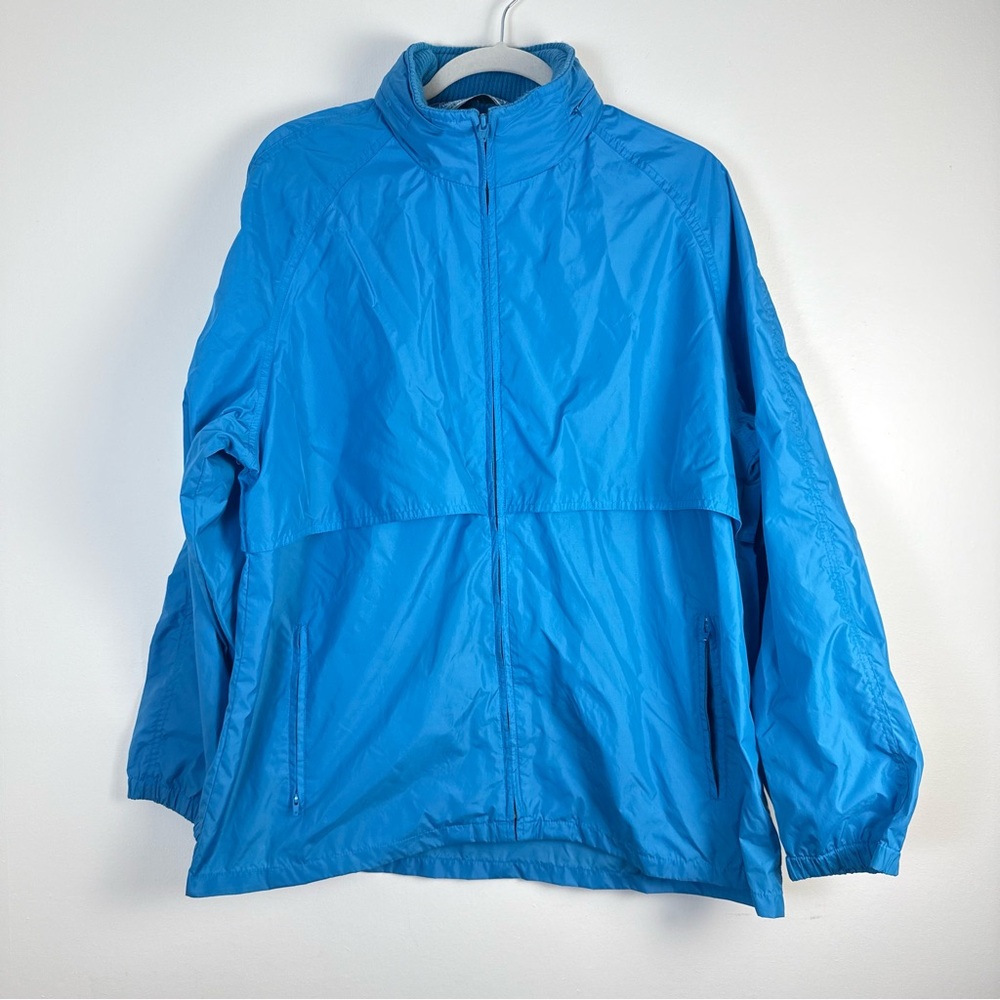 Woolrich Teton Womens Peacock Blue Windbraker Rain Coat Jacket Large Outdoor